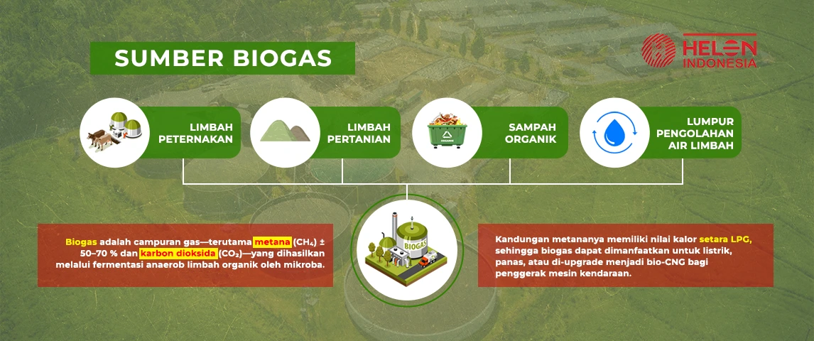 gambar infografis seputar sumber biogas dari Helon Indonesia